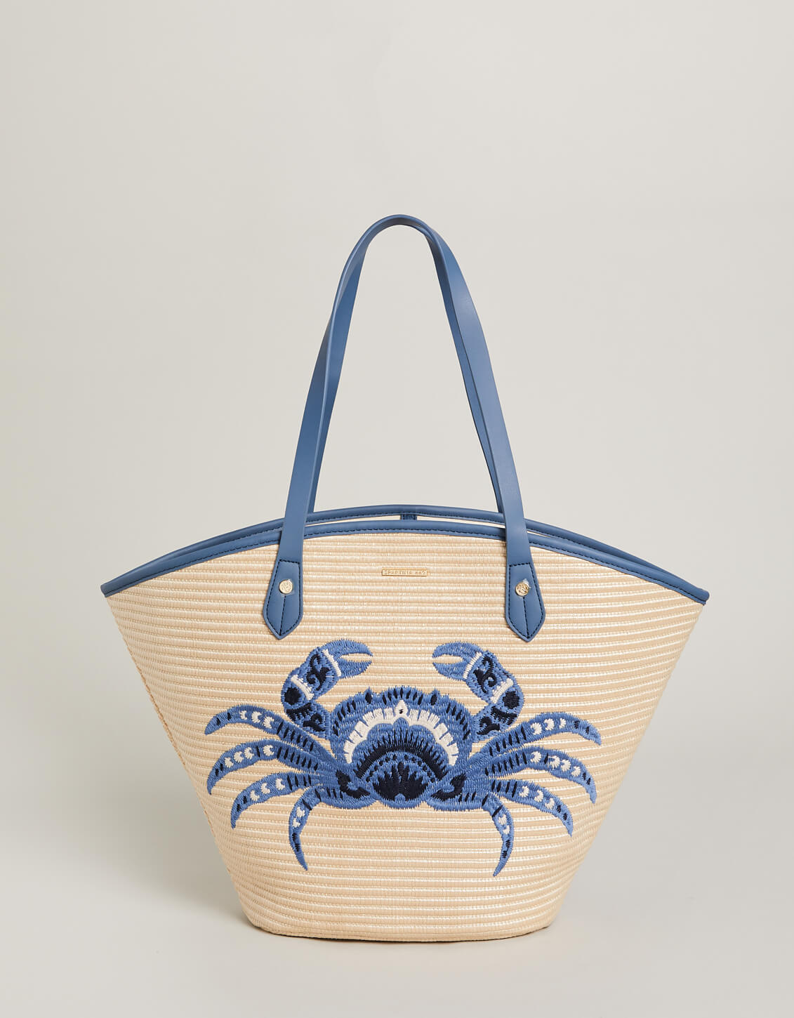 Spartina Straw Beach Tote Blue Crab