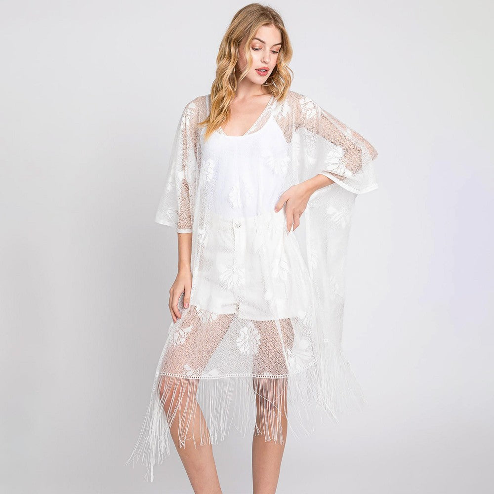 Floral Lace Poncho With Tassel – Salty Chic Boutique