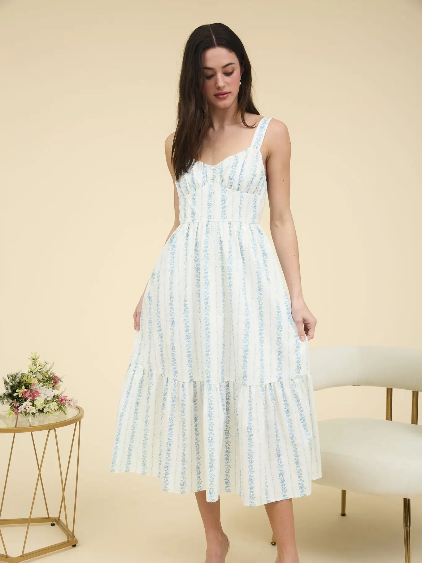 Hyacinth Floral Stripe Maxi Dress