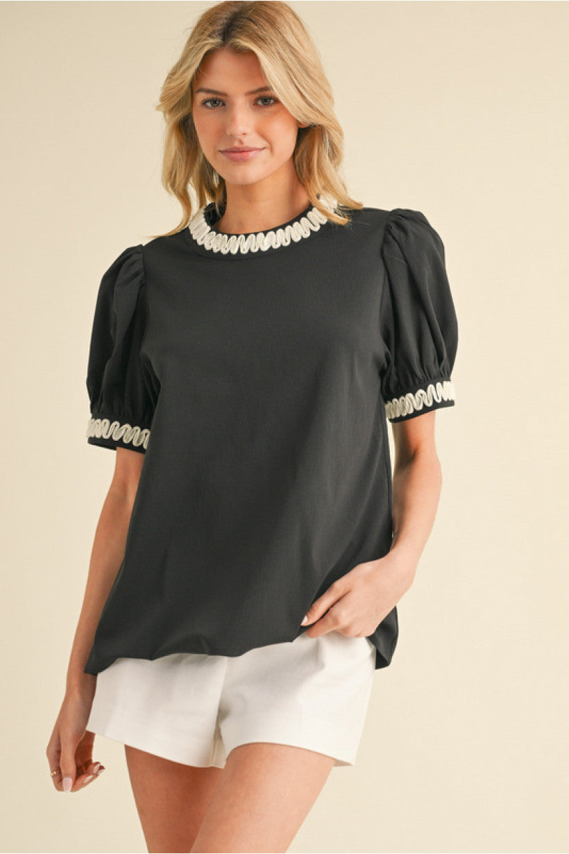 Classic Black Puff Sleeve Top