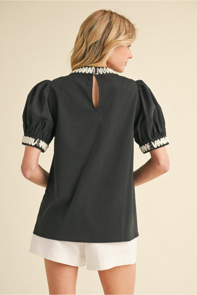 Classic Black Puff Sleeve Top
