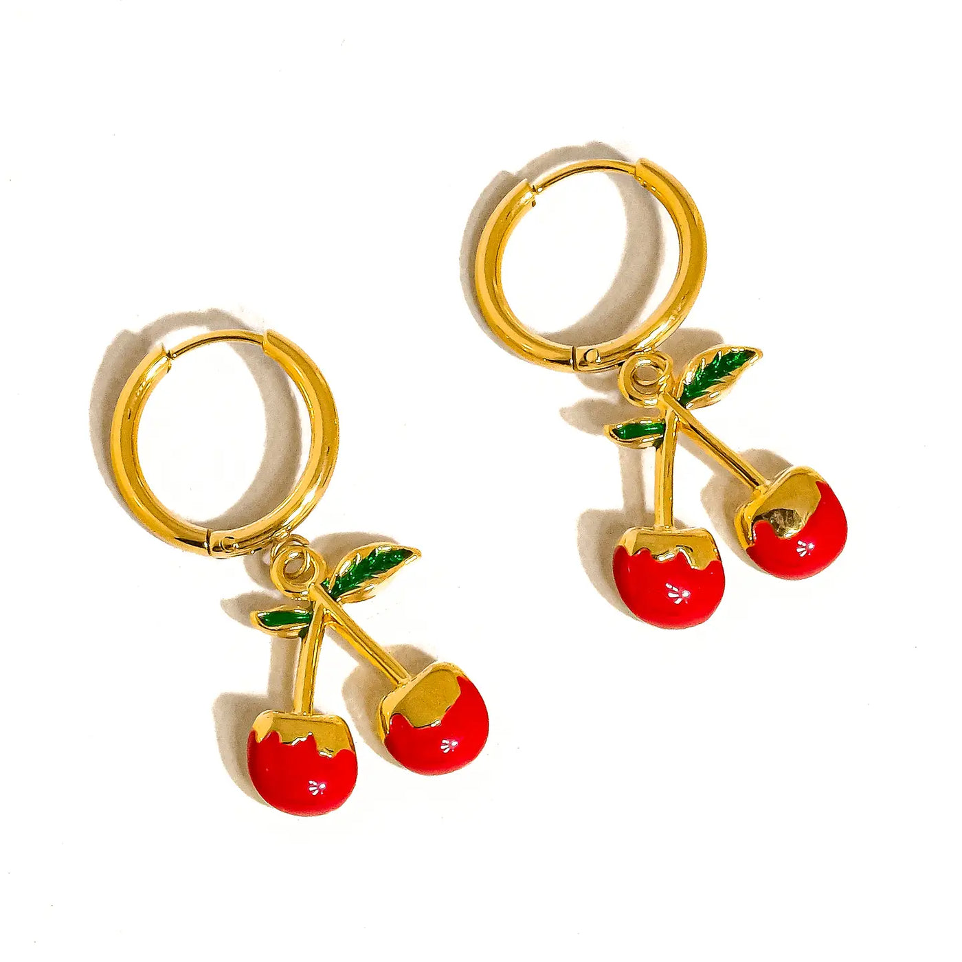 Vintage Cherry Huggie Earrings