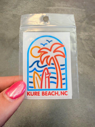 Colorful Beach Scene Kure Beach Cell Phone Sticker