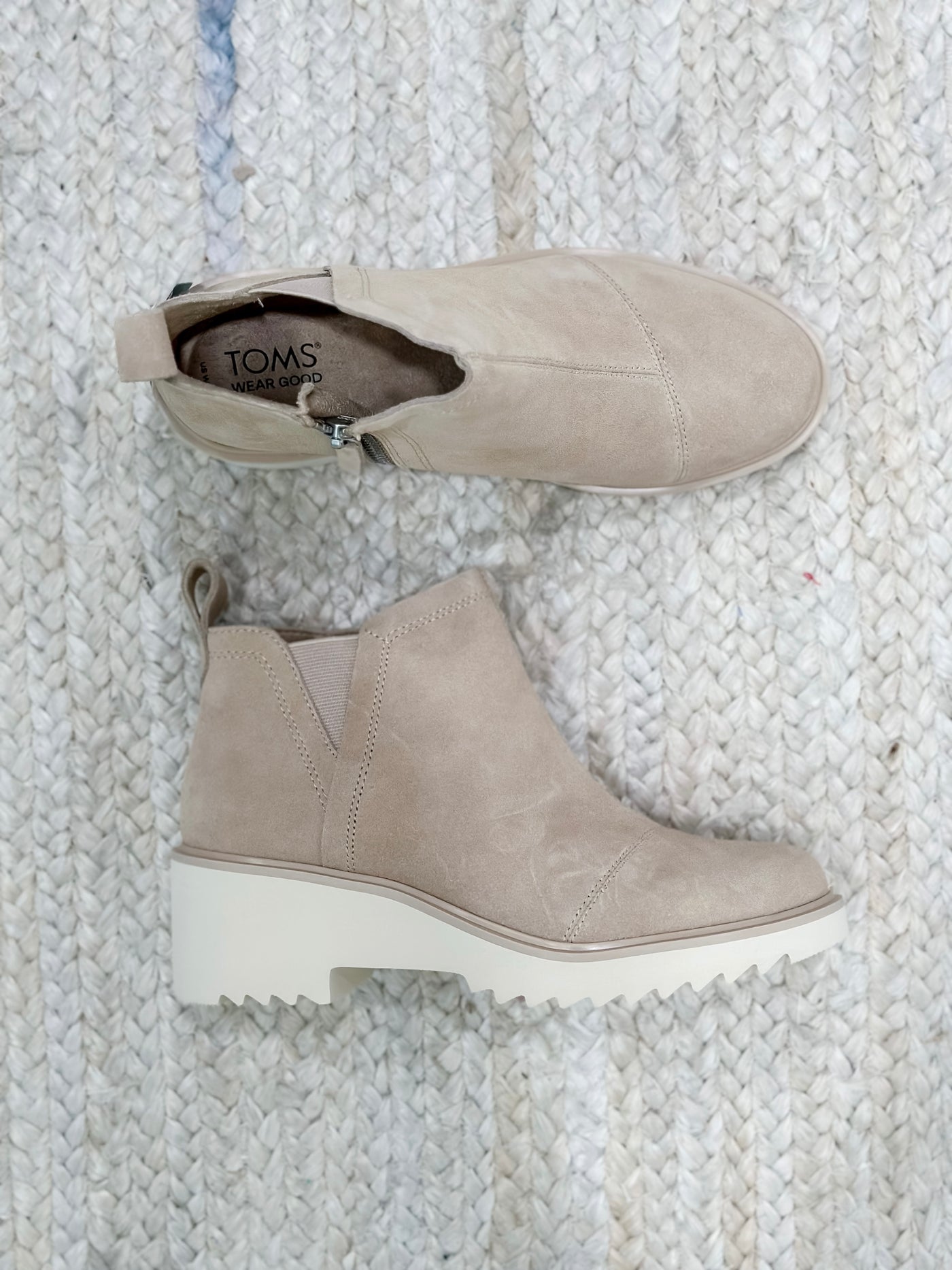 Toms Maude Oatmeal Suede Wedge Boot