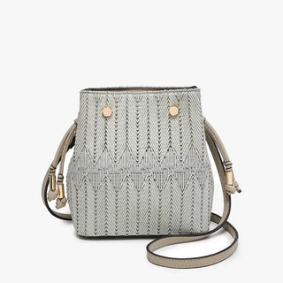 Rain Woven Herringbone Mini Bucket Bag