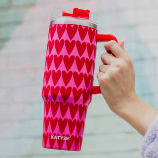 Valentines Theme Printed 40oz Double Wall Stainless Steel Vacuum Tumbler With Handle