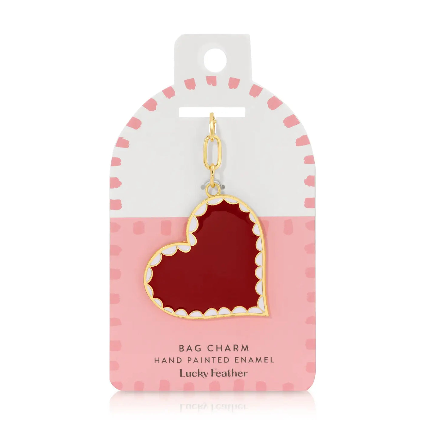Scalloped Heart Enamel Bag Charm