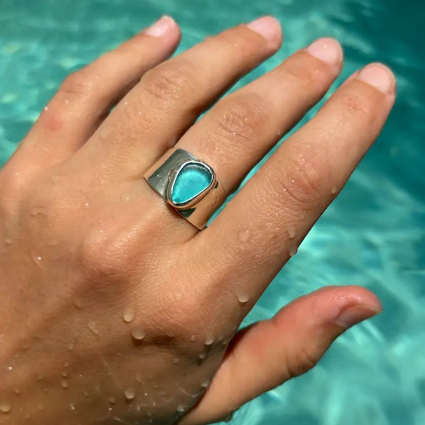 Blue Bold Seaglass Ring