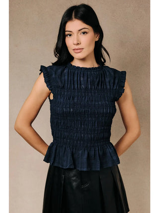 Ruffle Neck Smocked Top