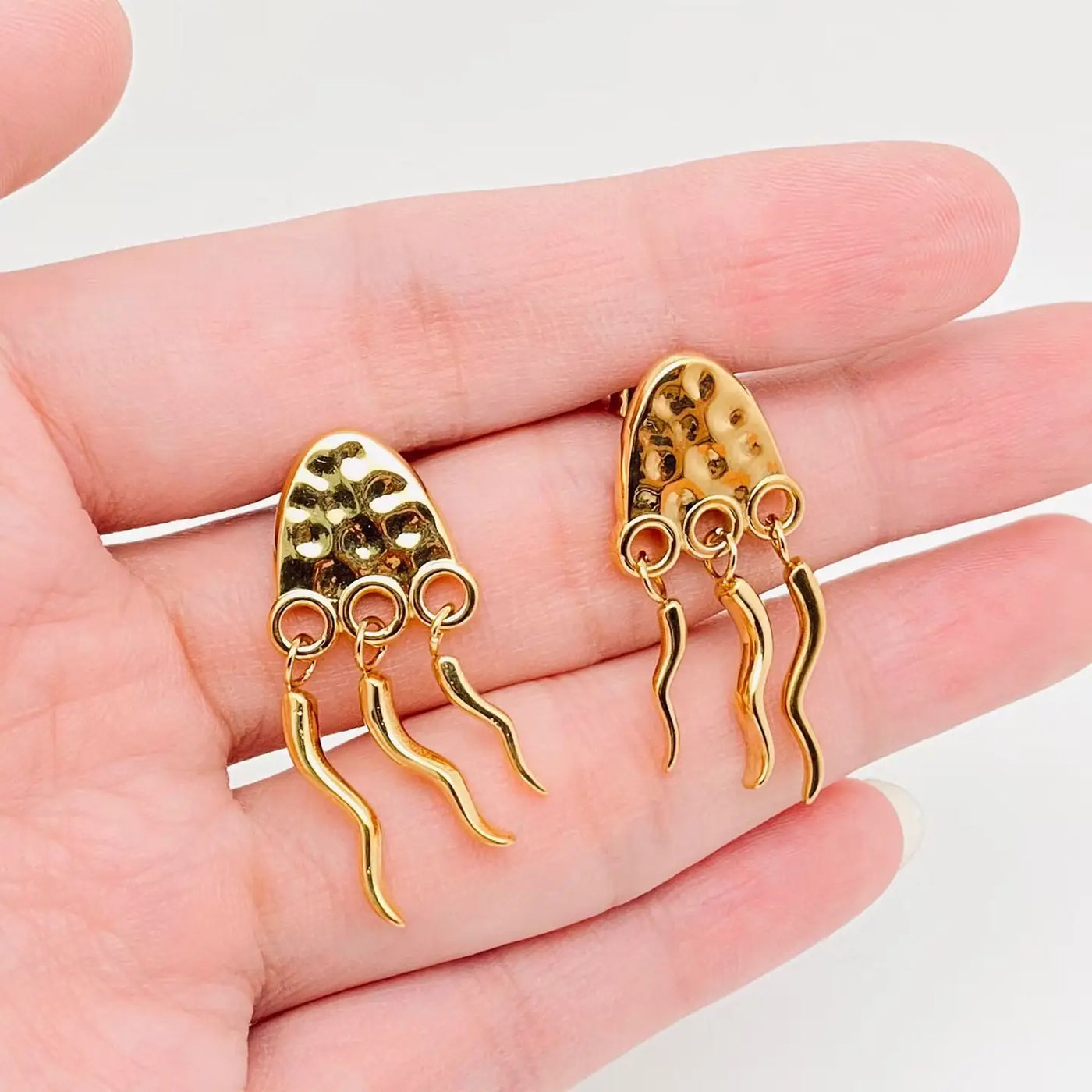 18K Gold Plated Jellyfish Tassel Earrings