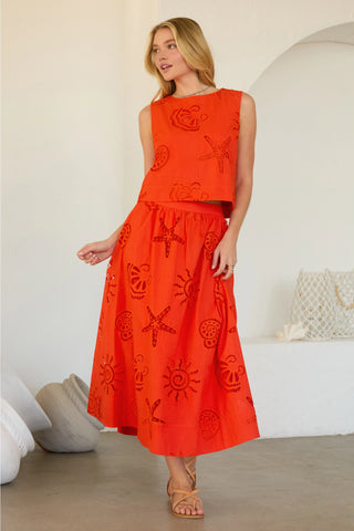 Seaside Embroidered Eyelet Sleeveless Top