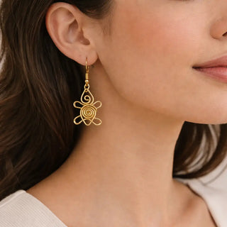 Gold Plated Earrings - Turtle