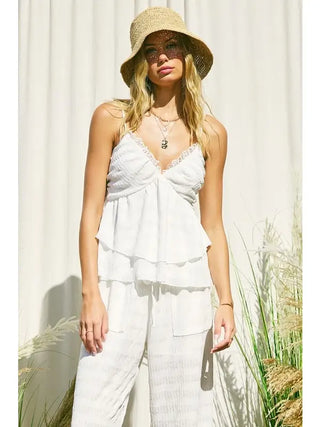 White Ruffle Top