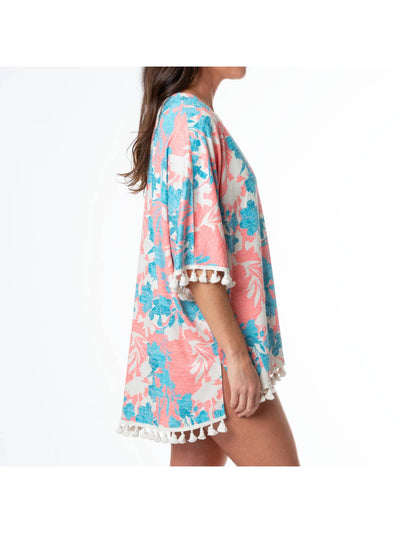 Elsie Coral Blossom Fringe Cover Up