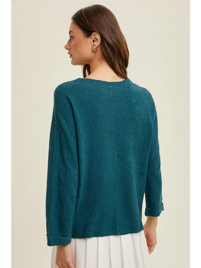 Teal Textured Lightweight Sweater