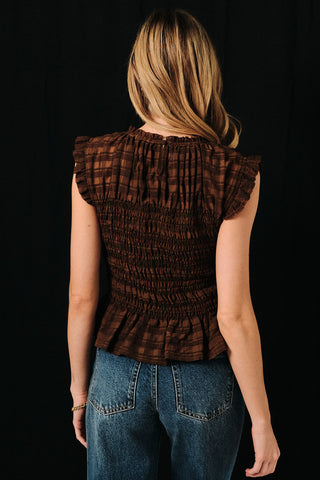 Ruffle Neck Smocked Top