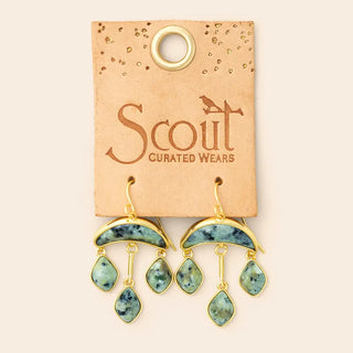 Stone Crescent Drop Earrings