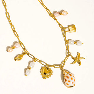 Shell & Pearl Charm Necklace
