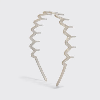 KITSCH Recycled Plastic Zigzag Headbands 2pc Set - Gold & Silver