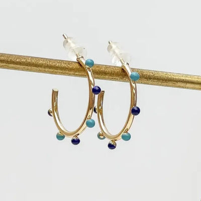 Petite Enamel Studded Hoop Earrings