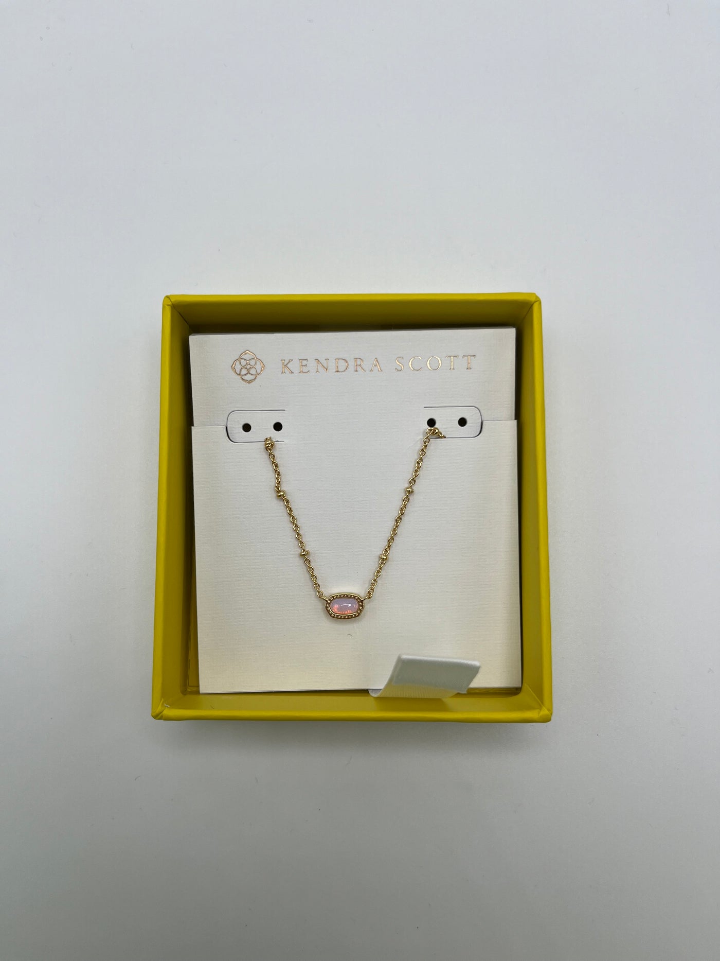 Kendra Scott Boxed Mini Elisa Necklace Gold Pink Opalite