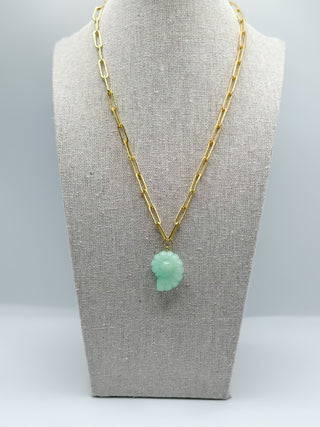Spartina Carved Moon Shell Necklace 18” Jade