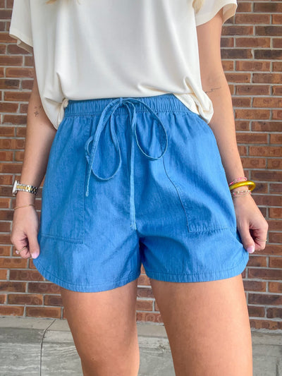 The Washed Light Denim Casual Shorts