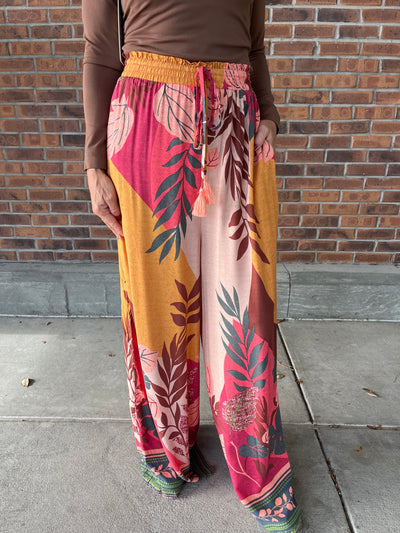 Easel Print Wide Palazzo Pants