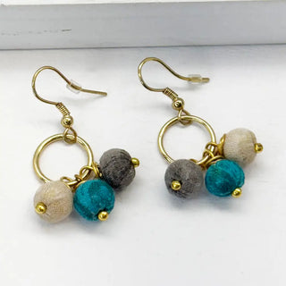 Aasha Monochrome Kantha Handcrafted Small Earrings