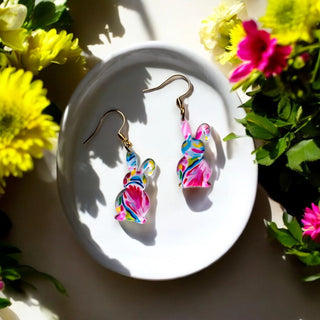 Vibrant Acrylic Easter Bunny Earrings