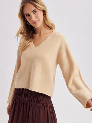 Soft Brushed V-Neck Knit Sweater