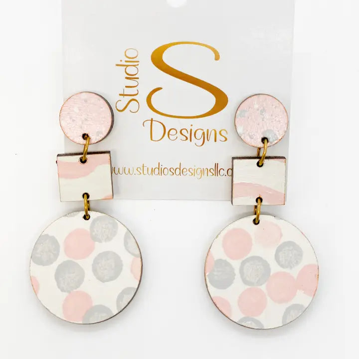 Odessa Earrings-Cream Pink Gray