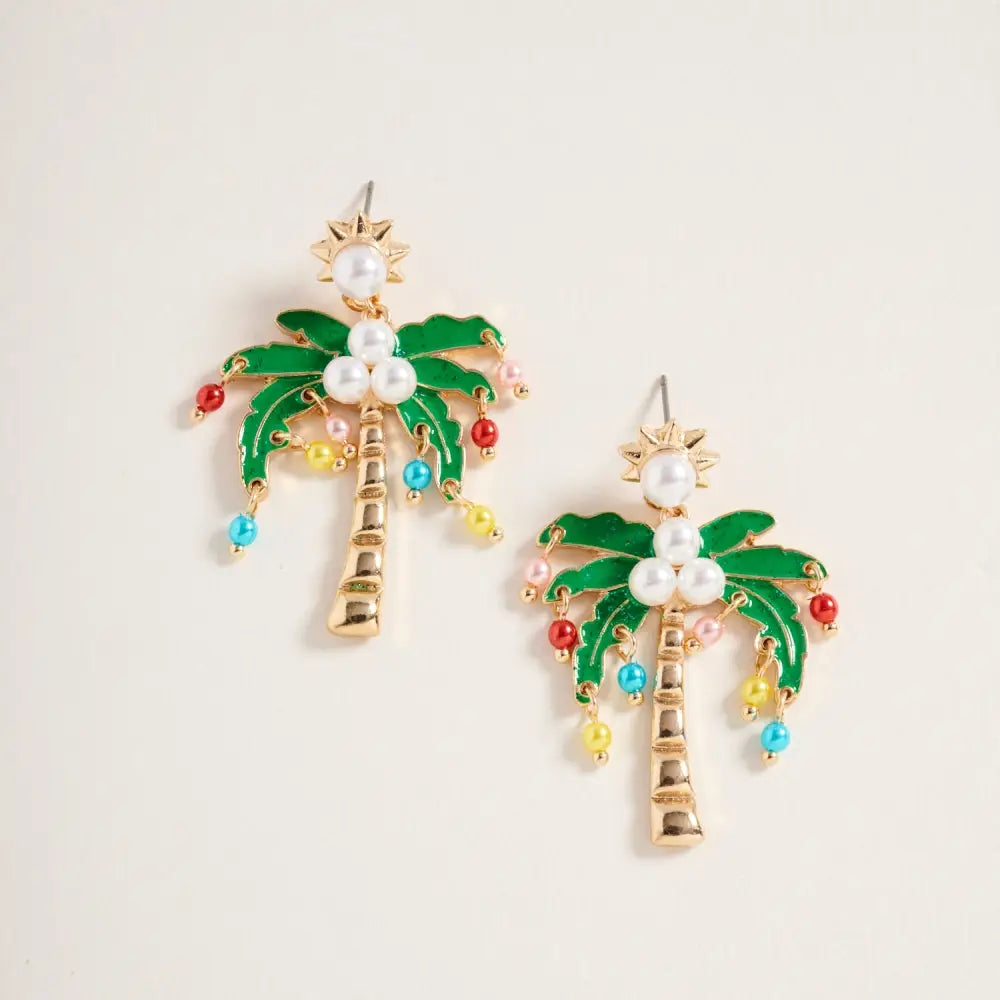 Christmas Palm Tree Ornament Earrings