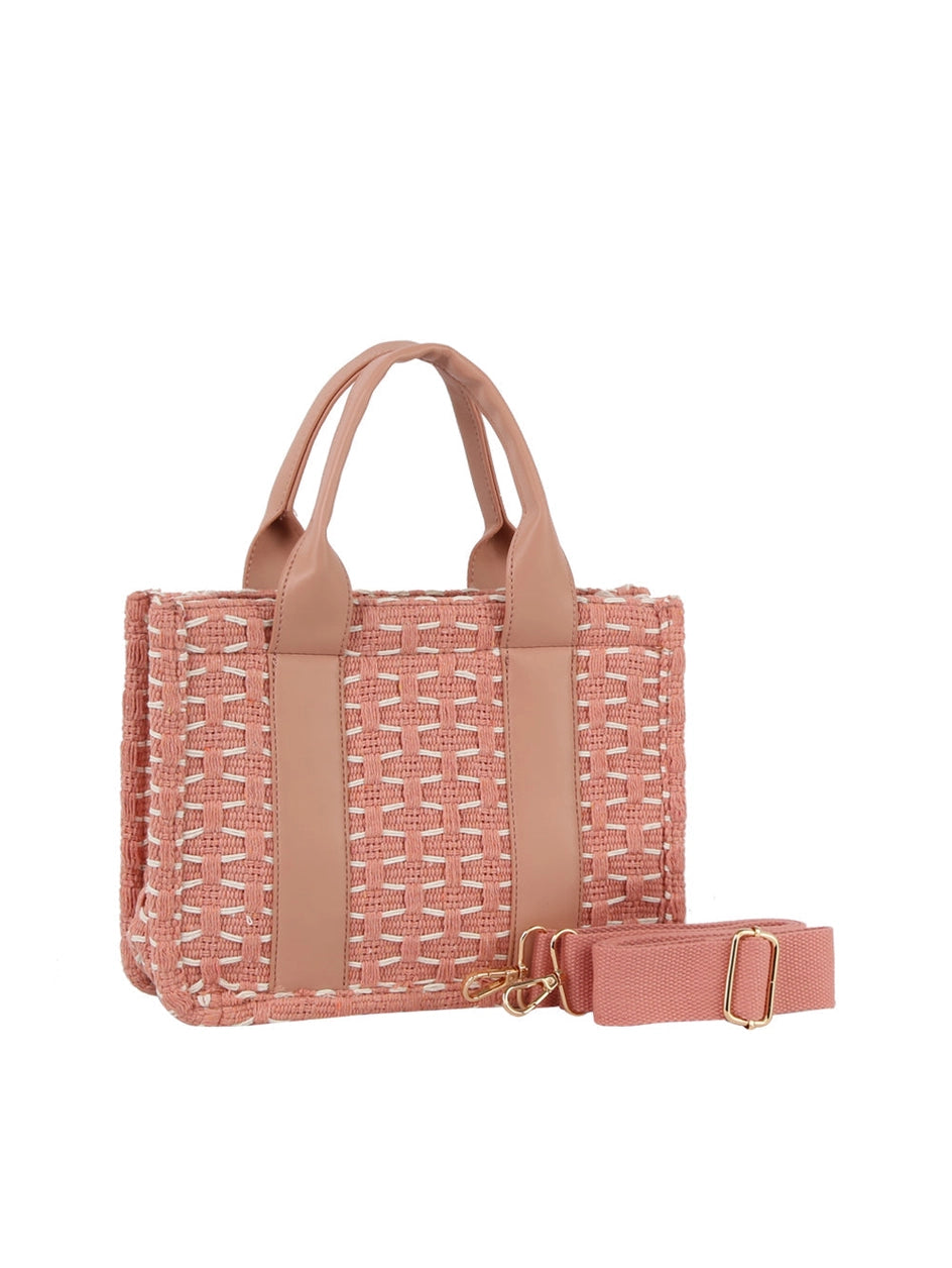 Tweeded Washed Monogram Crossbody Tote