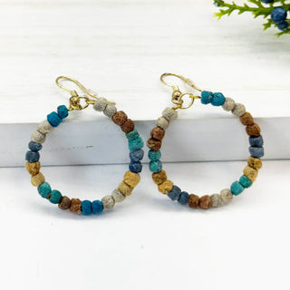 Aasha Monochrome Kantha Handcrafted Hoop Earrings