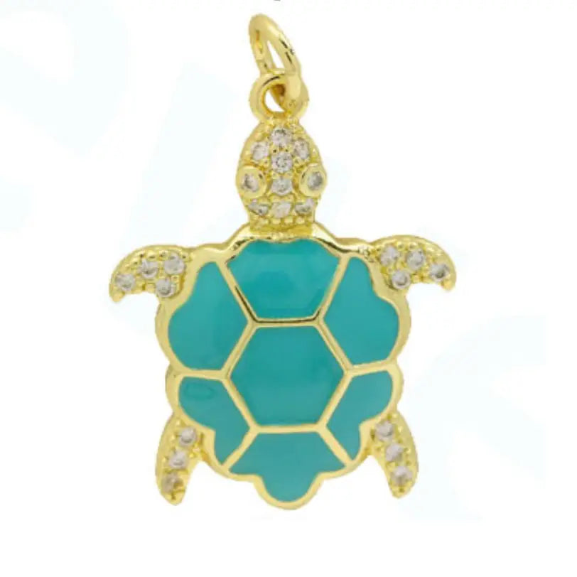 Turquoise Bling Turtle Charm