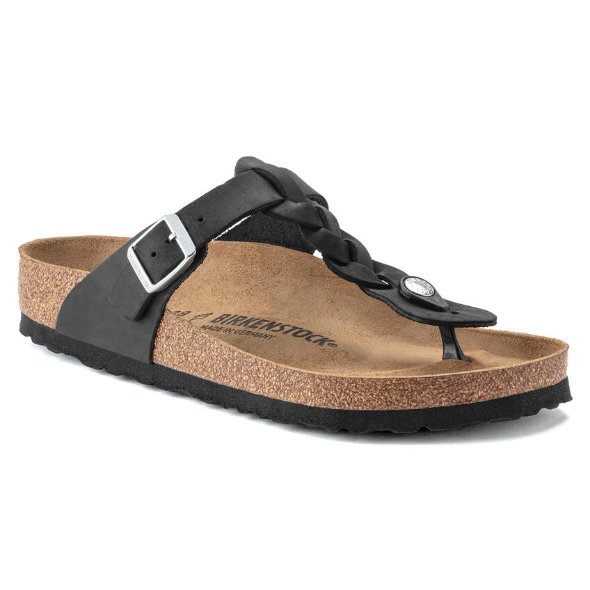 Birkenstocks Gizeh Braid - Black Oiled Leather