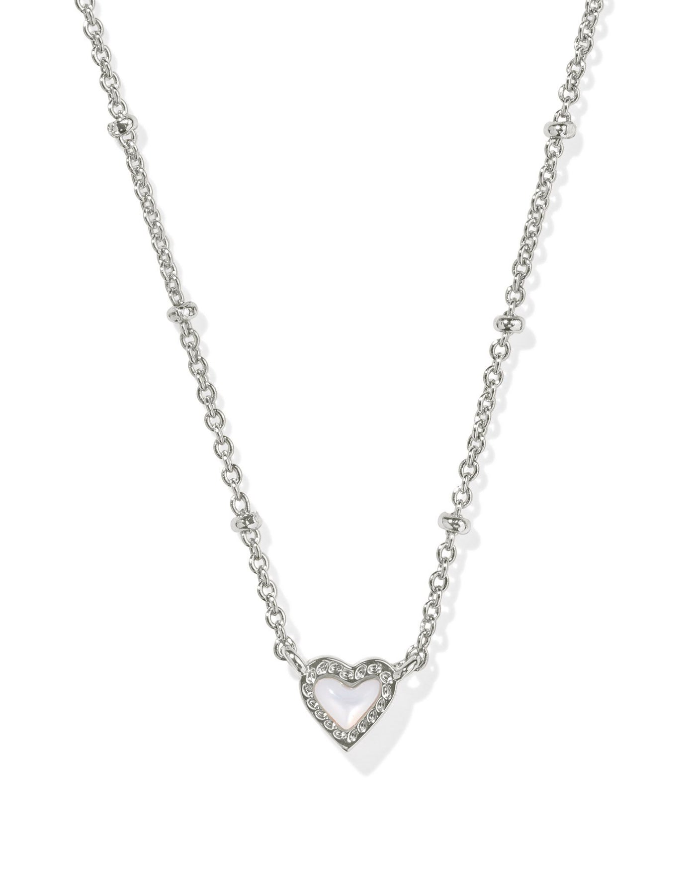 Mini Ari Heart Necklace Silver Ivory MOP