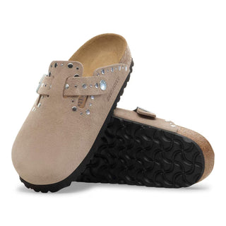 Birkenstock Boston Rivets Suede Leather (N) - Taupe