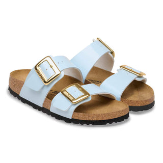 Birkenstock Narrow Sydney Luxe Buckle Birko-Flor in Patent Baby Blue