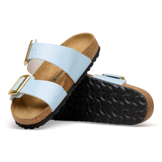 Birkenstock Narrow Sydney Luxe Buckle Birko-Flor in Patent Baby Blue