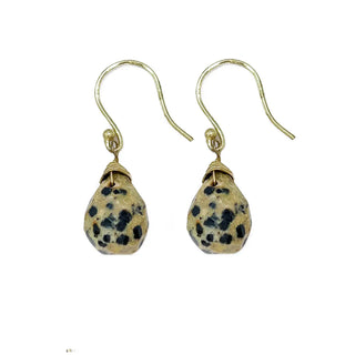 Gold-Plated Gemstone Teardrop Earrings