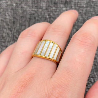 Inlaid Shell Bar Ring