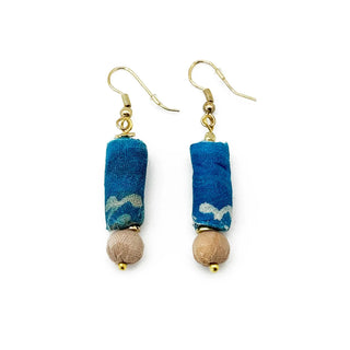 Aasha Monochrome Kantha Handcrafted Linear Bar Earrings
