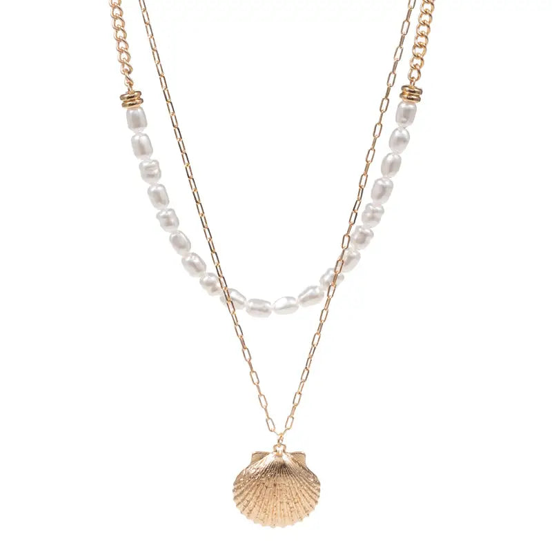 Shell Metal Layered Necklace