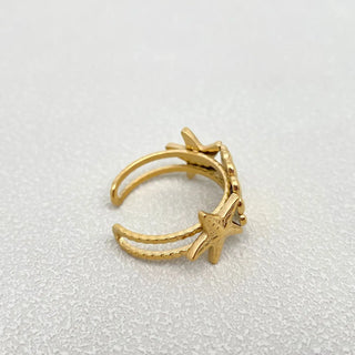 Starfish & Shell Adjustable Ring