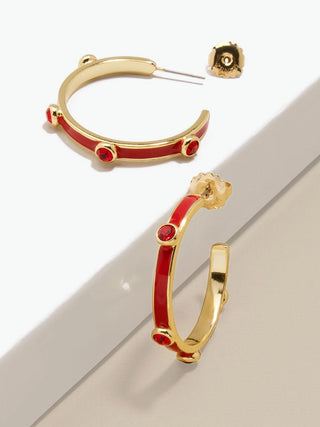 Zenzii Enamel Hoop Earring with Crystals