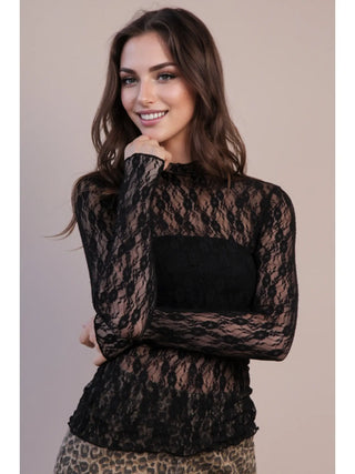 Sheer Mesh Lace Knit Top