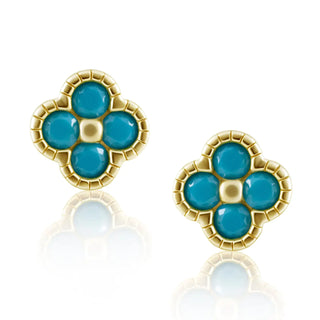 Sahira Gracie Cz Clover Turquoise Stud Earrings - Tarnish Resistant