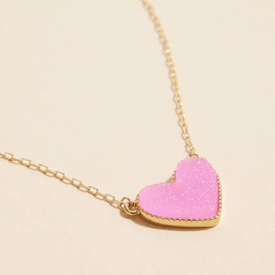 I Heart You Druzy Stone Necklace